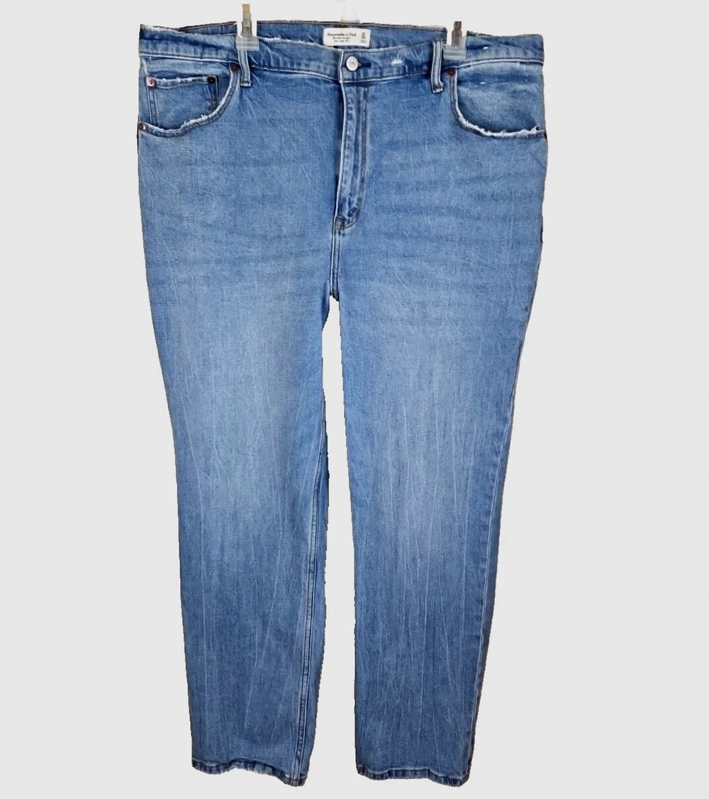 Abercrombie & Fitch Ultra High Rise Ankle Straight Women 35/20 Blue Stretch Jean